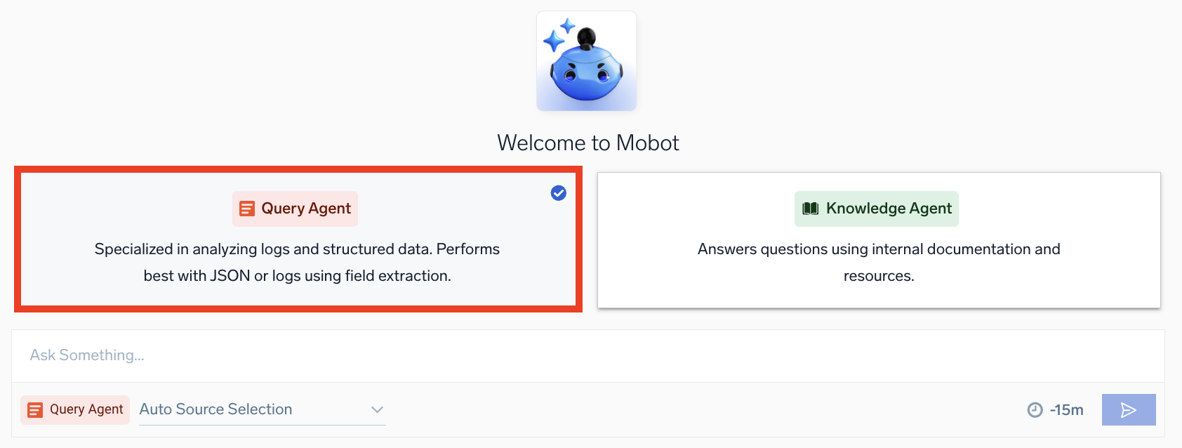 Query Agent button selected in the Mobot UI
