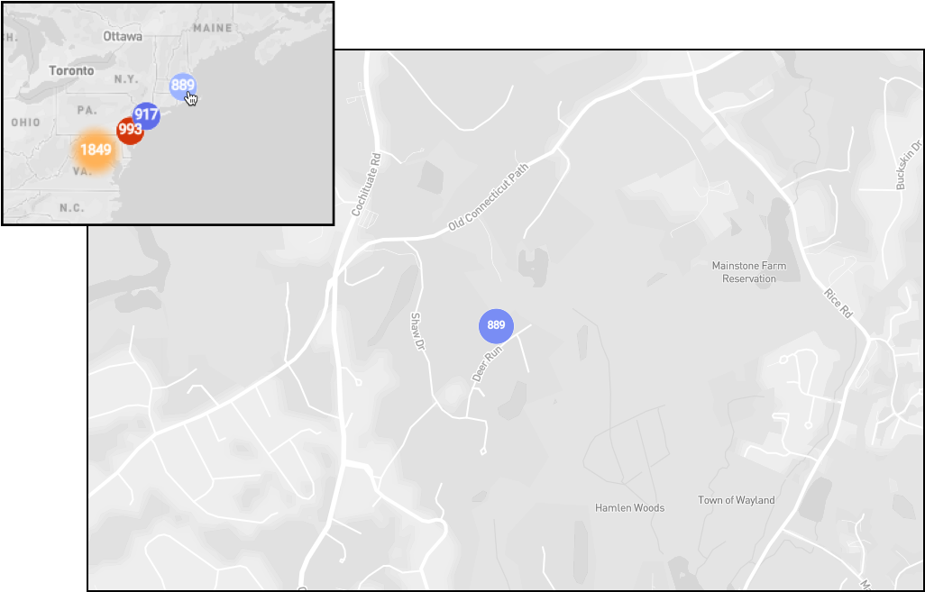 Click map marker with zoomed results