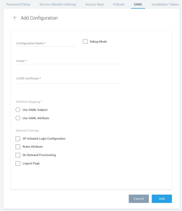 Add Configuration page