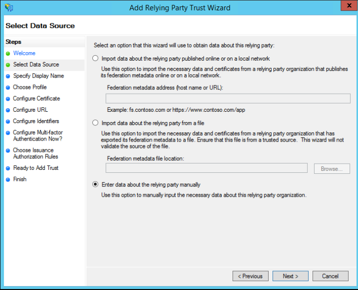 Select Data Source window