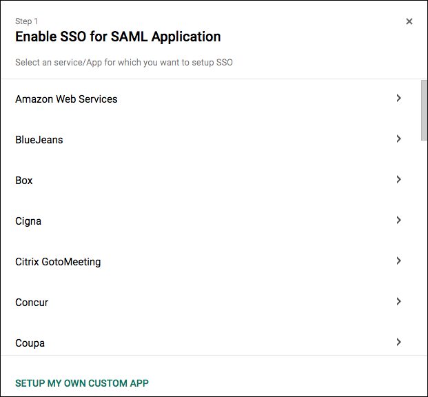 Enable SSO for SAMLÂ Application page