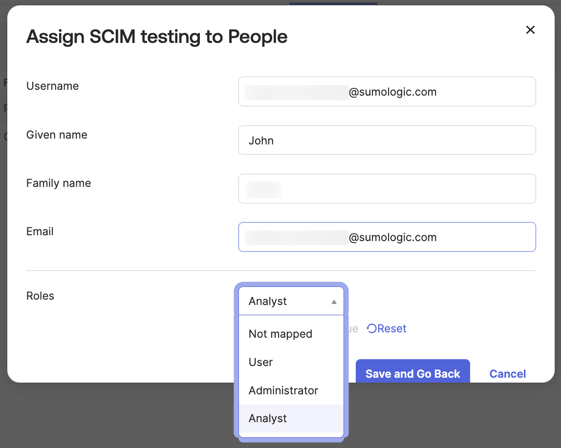 Assign a role to the person