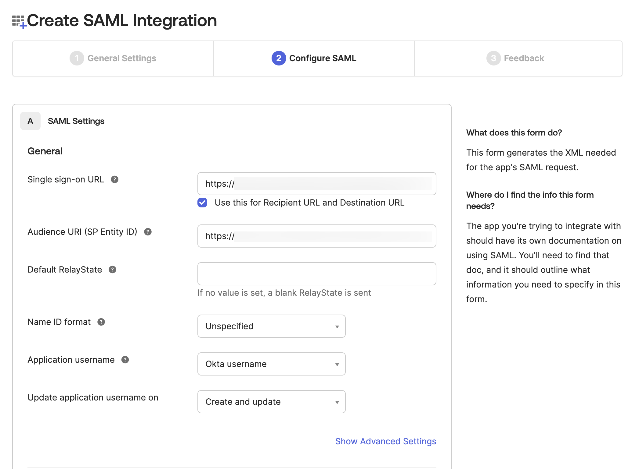 Configure SAML for the app
