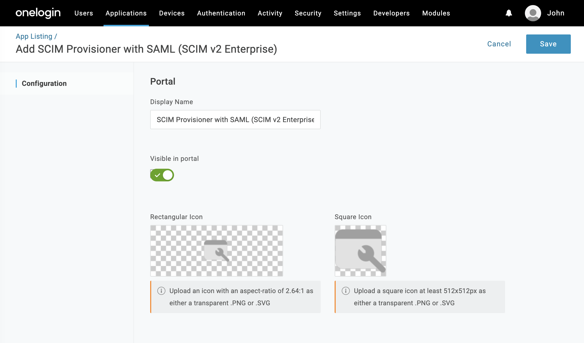 Display name of the app
