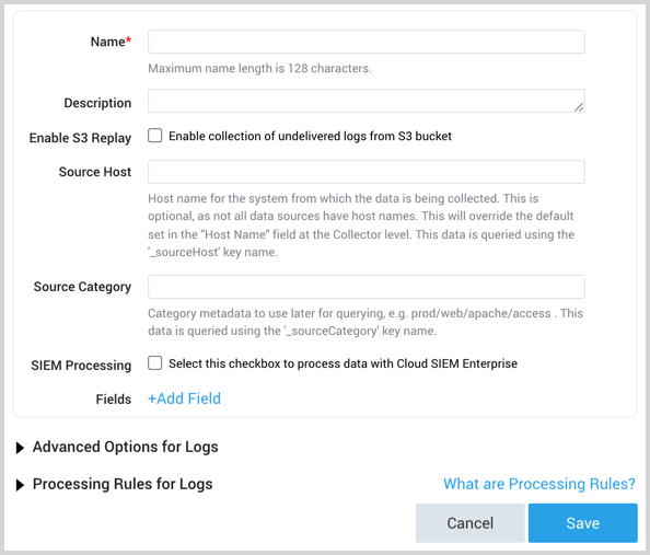 AWS Kinesis logs source options