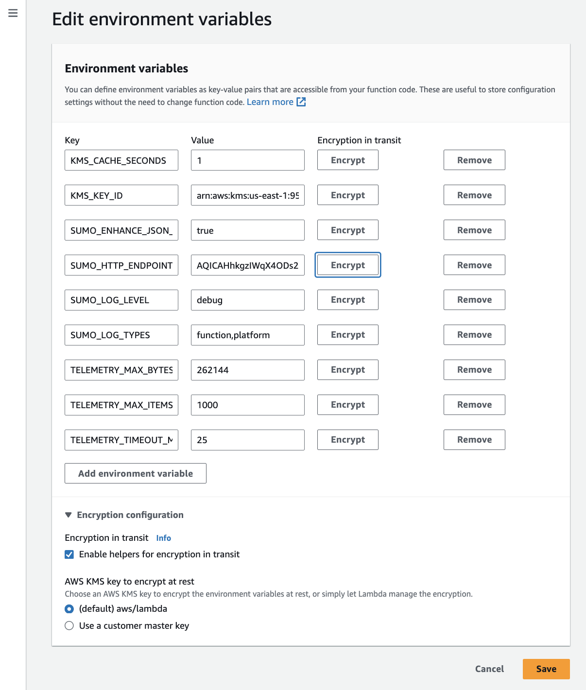 Add Lambda environment variable