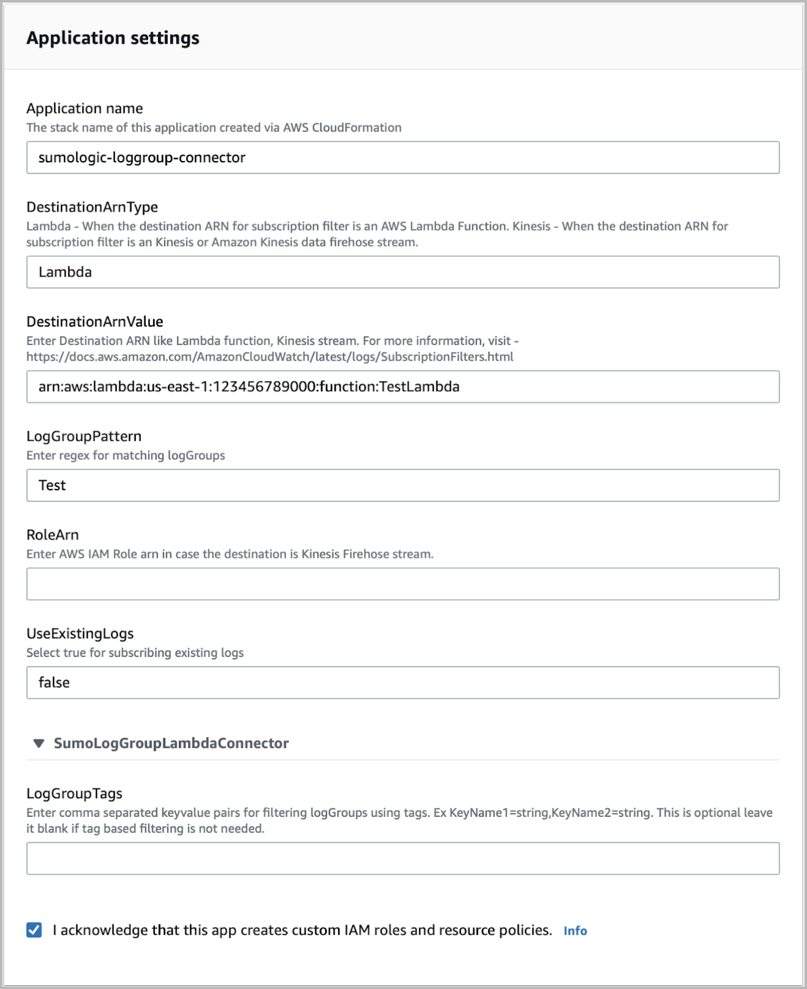 Deploy log group detector