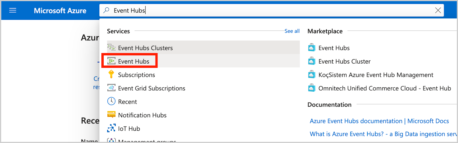 Select Azure Event Hubs