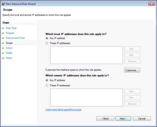 Enter the IP restrictions