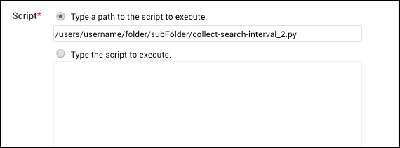 Type a path to the script to execute