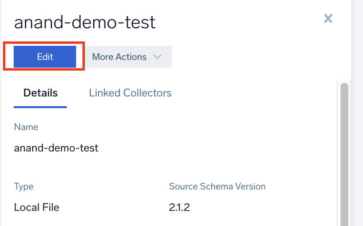 Screenshot showing the editing interface for a source template in Sumo Logic, highlighting the section for editing advanced options including timestamp settings