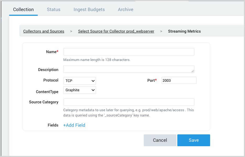 Steaming Metrics example