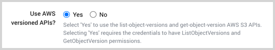 Radio button selection for using AWS versioned APIs