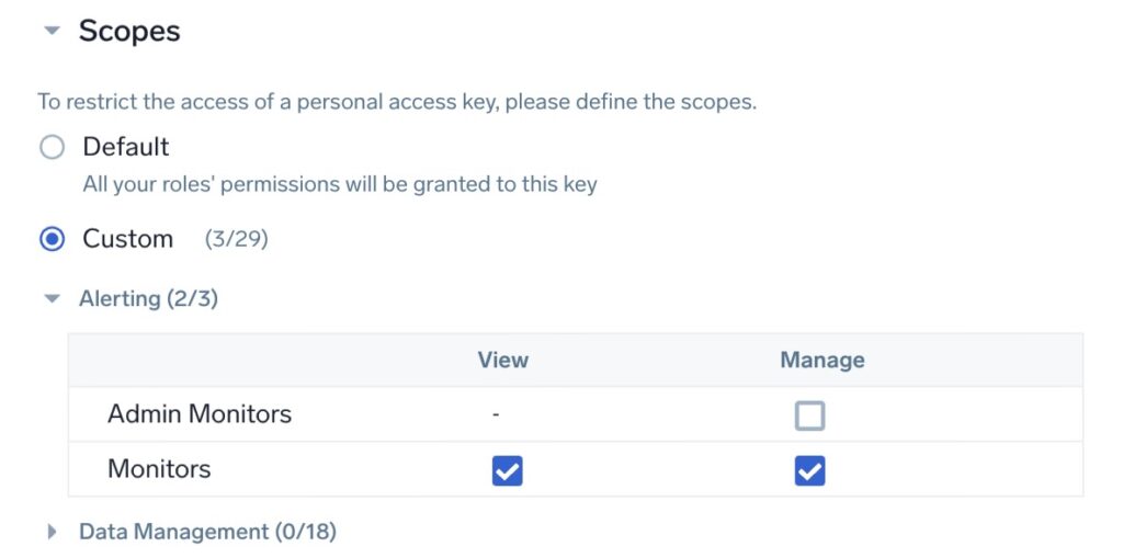 Access Keys Permission scoping2