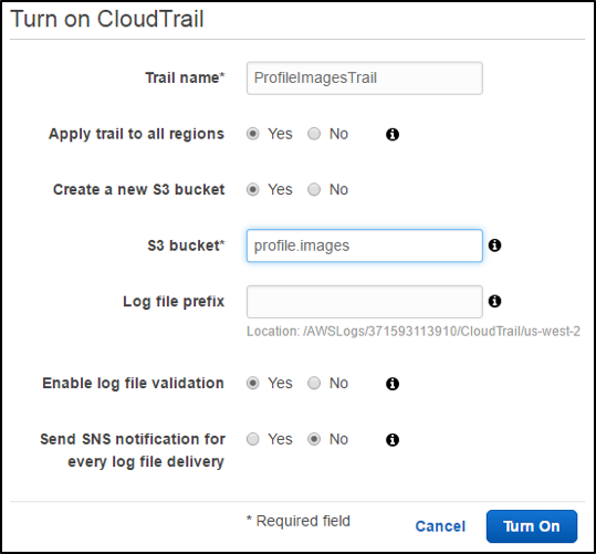 Enabling CloudTrail