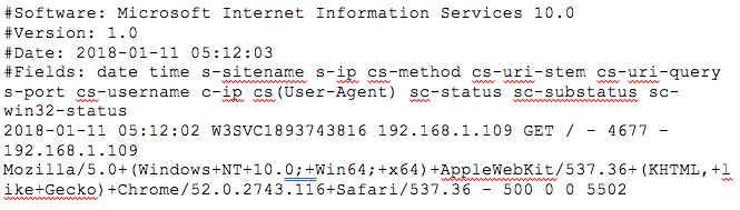 Top five metrics to monitor in IIS Logs 2 blog iis logs code block
