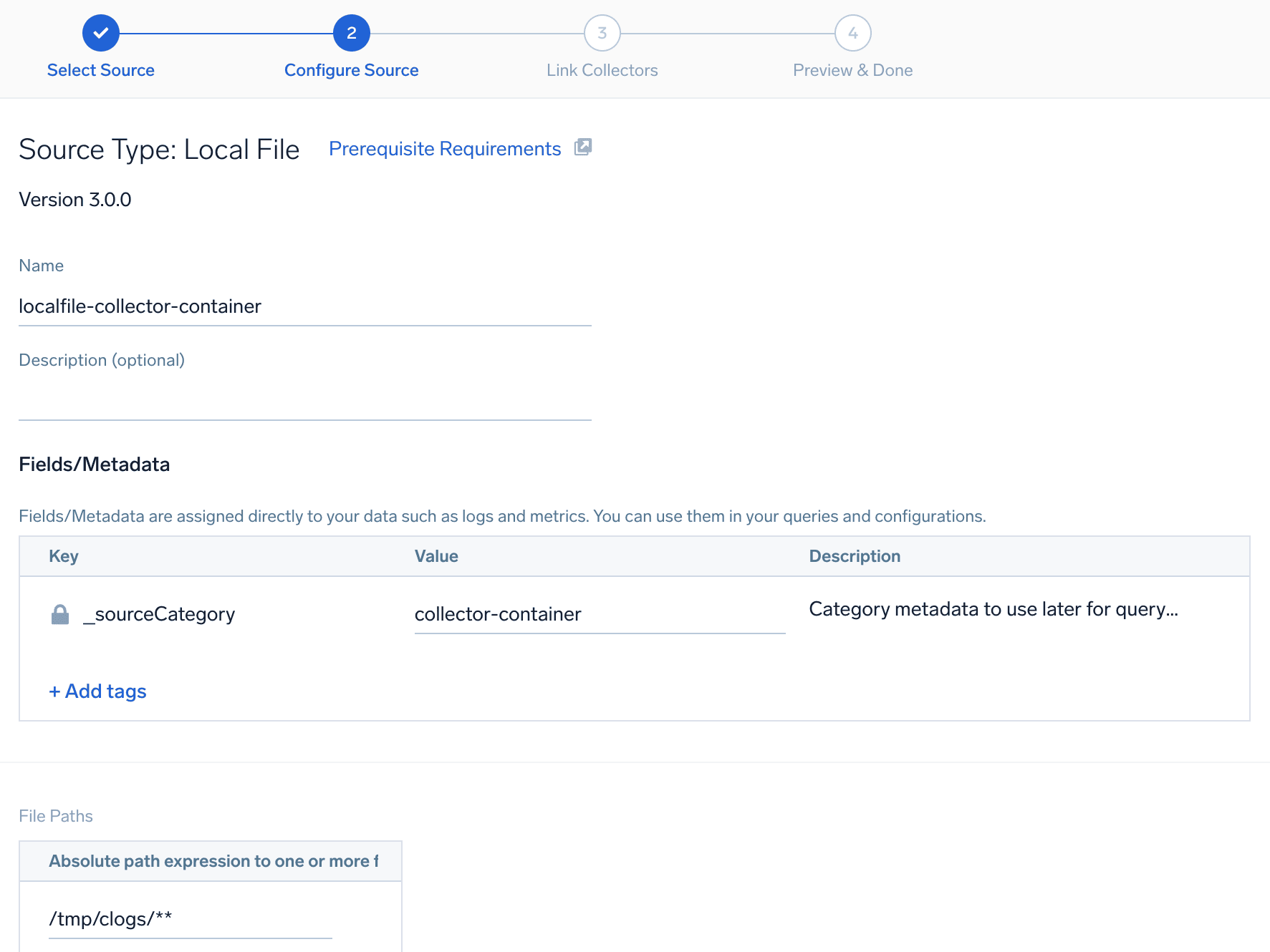 configure local file source 1