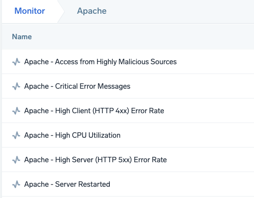 Apache Integration for Sumo Logic 8 dashboard Apache Alerts