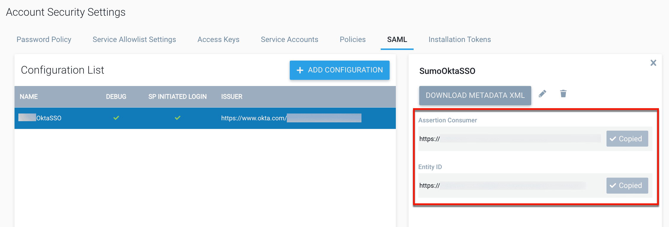 New Features 4 whatsnew provision sumo logic saml settings